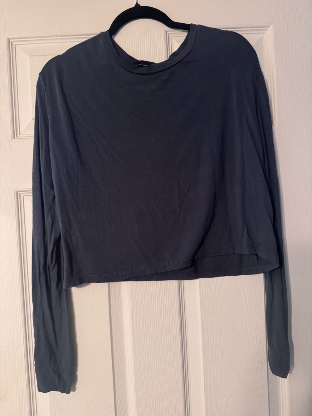 Fashion Nova Slate Blue Long Sleeve Cropped Tee